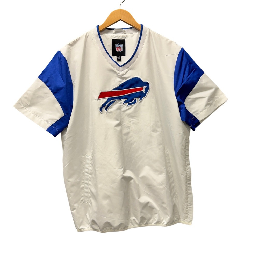 Buffalo Bills Windbreaker Mens L NFL V-Neck Short Sleeve White Football Fandom